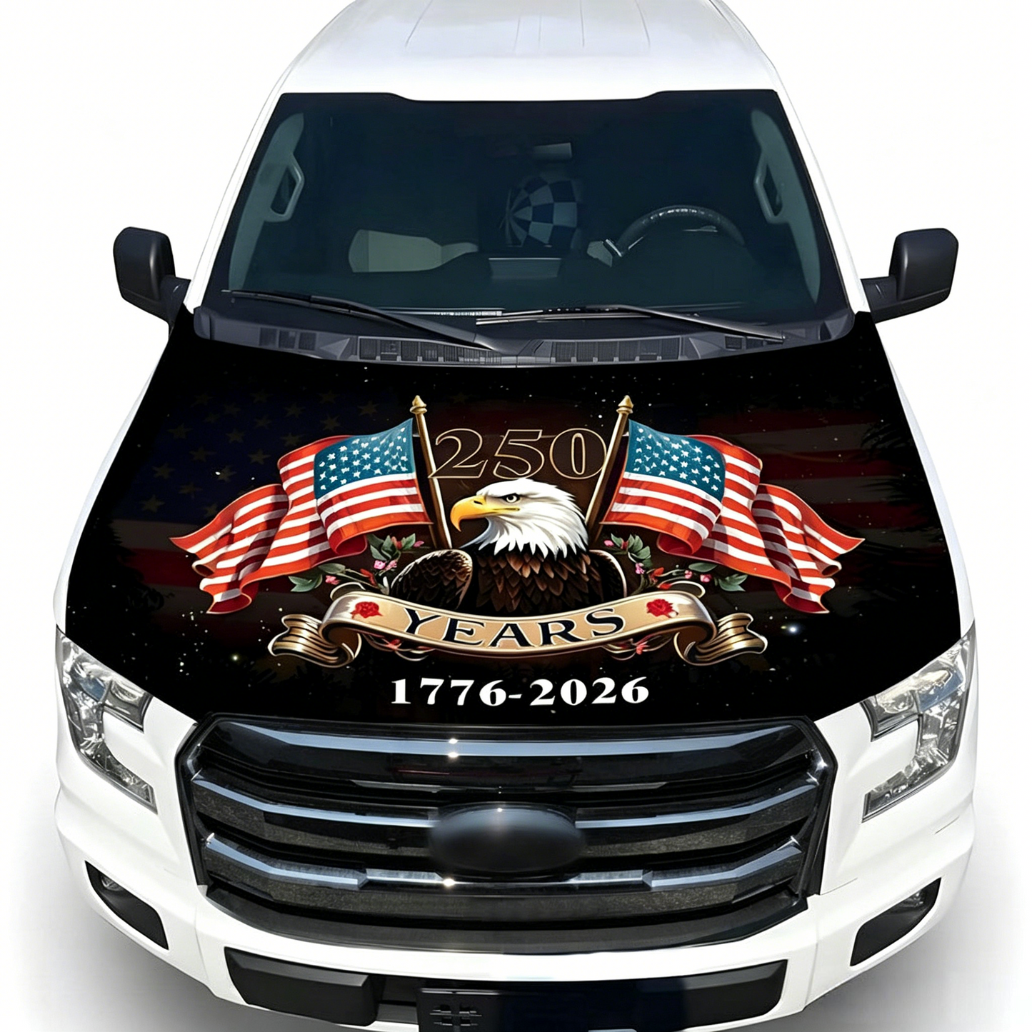 🔥65K+ Sold American Eagle Car Hood Flag Cover 🇺🇸🦅 No Glue, No Tools, Install in 1 Minute 🚗