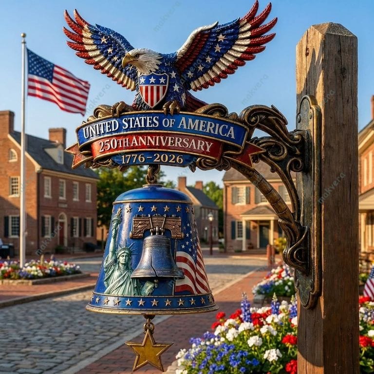 🇺🇸 America 250th Patriotic Freedom Bell Wall Decor