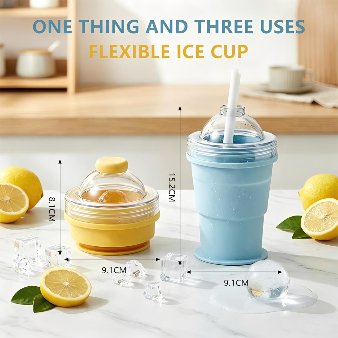 🧊2-in-1 Collapsible Silicone Cup Ice Ball Maker Portable Foldable Whiskey Ice Mold