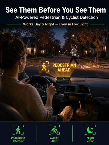 🚗49% OFF NOW! Head-Up Display Car GPS Digital Speedometer – Traffic Light Countdown & Red Light Camera Alert HUD, Universal Driver Safety Warning Device to Avoid Tickets for City Driving