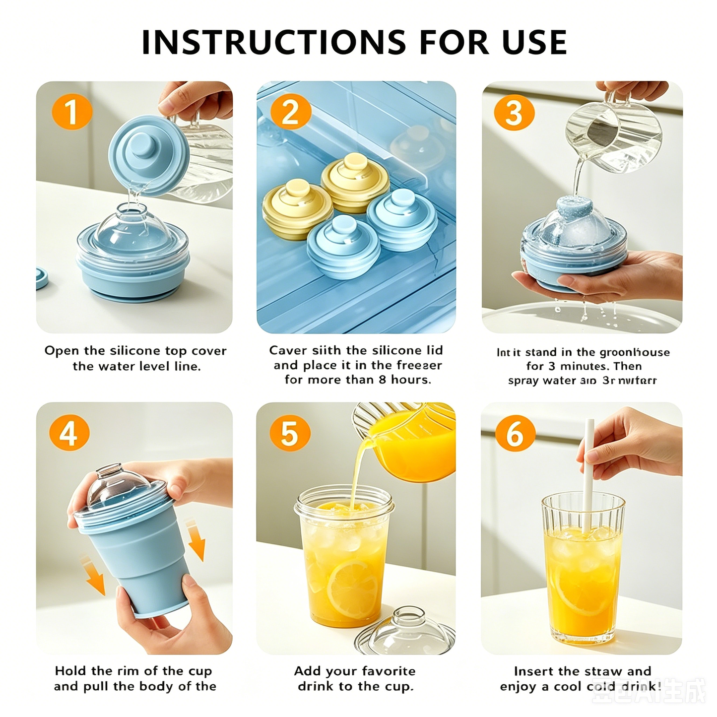 🧊2-in-1 Collapsible Silicone Cup Ice Ball Maker Portable Foldable Whiskey Ice Mold