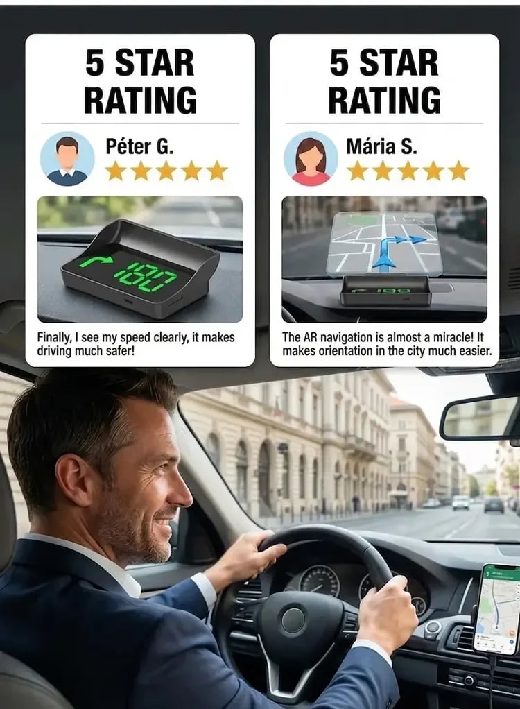 🚗49% OFF NOW! Head-Up Display Car GPS Digital Speedometer – Traffic Light Countdown & Red Light Camera Alert HUD, Universal Driver Safety Warning Device to Avoid Tickets for City Driving