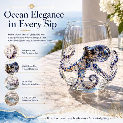 🔥Last Day 49% OFF🌊Handcrafted Blue Ringed Octopus Art Glass Cup