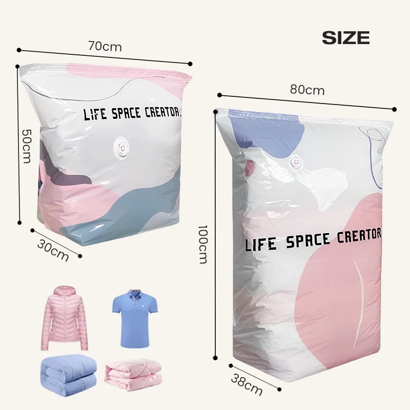💐 BUY 2 GET 1 FREE!🧳No‐Pump Vacuum Storage Compression Bags – Press & Seal, No Pump Needed. Saves 80% Space, Keeps Clothes Dry & Dust‐Free✨