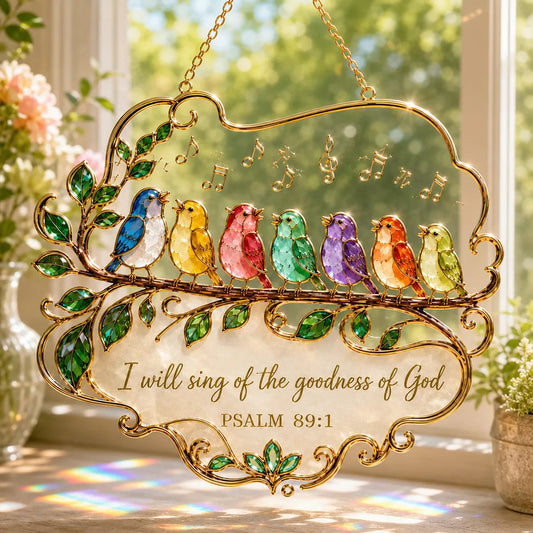 🎵🕊️✨ Psalm 89:1 Songbird Stained Glass Window Suncatcher