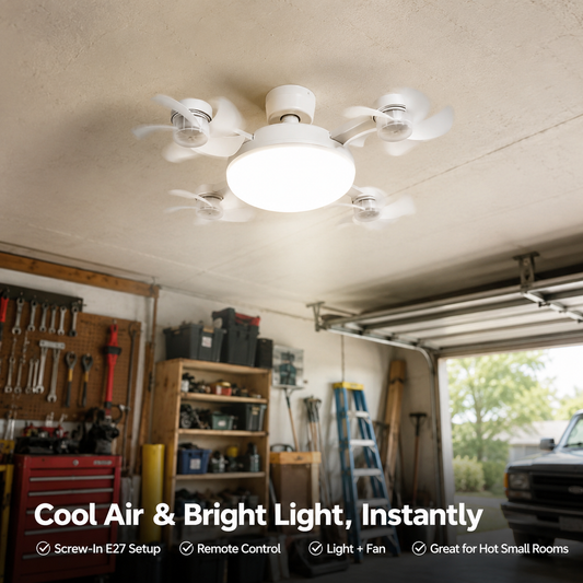🔥 E27 Screw-In Ceiling Fan Light – 19.69" LED Cooling Fan with Remote for Hot Rooms