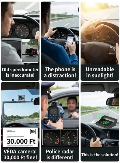 🚗49% OFF NOW! Head-Up Display Car GPS Digital Speedometer – Traffic Light Countdown & Red Light Camera Alert HUD, Universal Driver Safety Warning Device to Avoid Tickets for City Driving